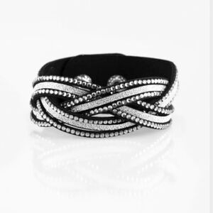 Girls Do It Better Silver And Black Twisted Urban Bracelet Paparazzi Jewelry